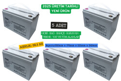 12 Volt 100 Amper Jel Solar Akü 2025 Üretimi 5 Adet Toptan - 1