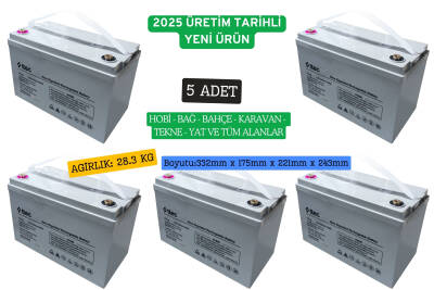 12 Volt 100 Amper Jel Solar Akü 2025 Üretimi 5 Adet Toptan - 1