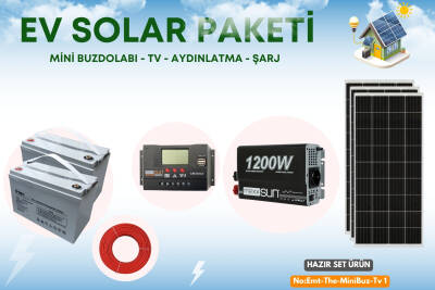 1200 Watt Güneş Enerjili Mini Buzdolabı + Led TV Hazır Solar Paketi - 1