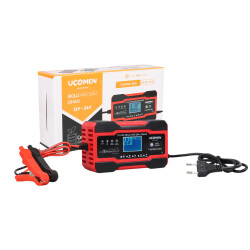 12v İle 24v Arası 10ah Göstergeli Asitli Sulu Kuru Kurşun Akülere Uygun Desülfatör Akü Şarj Cihazı Red - Ucomen