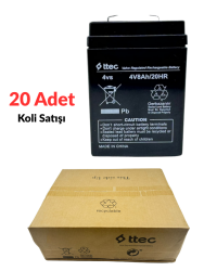 20 adet Ttec 4v 8ah Bakımsız Kuru Işıldak ve Terazi Aküsü 2025 Üretimi - 1