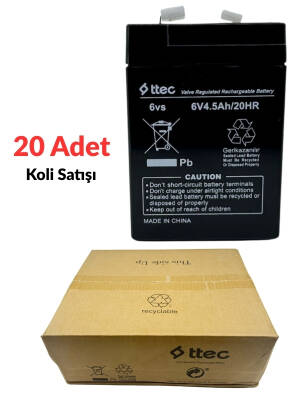 20 Adet Ttec 6 Volt 4.5 Amper Akü 6v 4ah yerine Koli Satışı 2025 Üretimi - 1