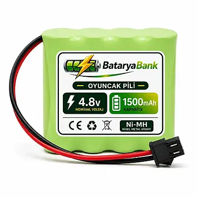 4.8V 1500mAh Oyuncak Araba Pili – Ni-MH Şarjlı Batarya Siyah Soketli Yüksek Performans - 1