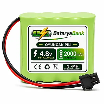 4.8V 2000mAh Oyuncak Araba Pili Bataryası Siyah Soket | Şarjlı Yedek Pil - 1