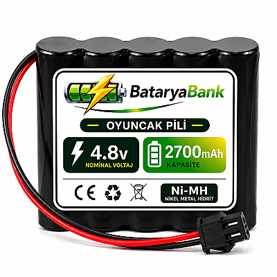 4.8V 2700mAh Oyuncak Pili Siyah Soket Ni-MH Şarjlı Batarya - 1