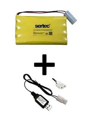 9.6V 800mAh Tamiya Soketli Oyuncak Araba Pili + USB Şarj Aleti Seti - 1