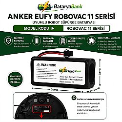 Anker Eufy RoboVac 11 Serisi Uyumlu Robot Süpürge Bataryası 14.4V 2600mAh Li-ion Şarj Edilebilir Pil (11 / 11S / 11S Max / T2108) - BataryaBank