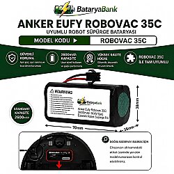 Anker Eufy RoboVac 35C Uyumlu Robot Süpürge Bataryası 14.4V 2600mAh Li-ion Şarj Edilebilir Pil - BataryaBank