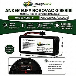 Anker Eufy RoboVac G Serisi (G10 / G20 / G30) Uyumlu Robot Süpürge Bataryası 14.4V 2600mAh Li-ion Şarj Edilebilir Pil - BataryaBank