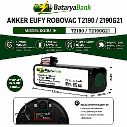 Anker Eufy RoboVac T2190 / T2190G21 Uyumlu Robot Süpürge Bataryası 14.4V 5200mAh Li-ion Yüksek Performanslı Pil - BataryaBank