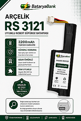 Arçelik RS 3121 Uyumlu Robot Süpürge Bataryası 10.8V / 11.1V 3200mAh Li-ion Şarj Edilebilir Pil - 1