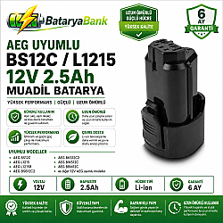 BataryaBank AEG BS12C / L1215 Uyumlu 12V 2.5Ah Li-ion Muadil Matkap Bataryası - Aeg