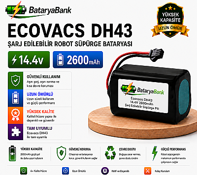BataryaBank Ecovacs CEN360 / CEN361 / CEN546 Uyumlu Şarj Edilebilir Robot Süpürge Bataryası 14.4V 2600mAh Li-ion - 1