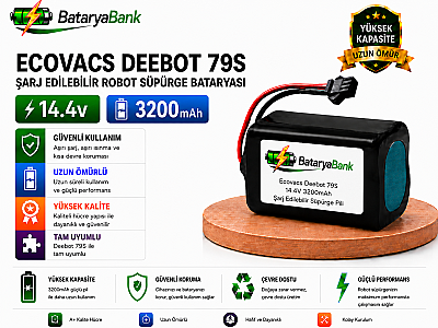 BataryaBank Ecovacs Deebot 79S Uyumlu Robot Süpürge Bataryası 14.4V 3200mAh Li-ion Şarj Edilebilir Pil - 1