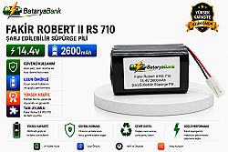 BataryaBank Fakir Robert II RS 710 Uyumlu Şarj Edilebilir Süpürge Pili 14.4V 2600mAh Li-ion Batarya - BataryaBank
