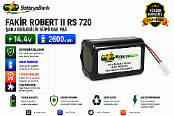 BataryaBank Fakir Robert II RS 720 Uyumlu Şarj Edilebilir Süpürge Pili 14.4V 2600mAh Li-ion Batarya - BataryaBank