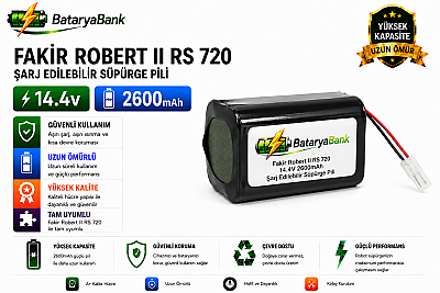 BataryaBank Fakir Robert II RS 720 Uyumlu Şarj Edilebilir Süpürge Pili 14.4V 2600mAh Li-ion Batarya - 1