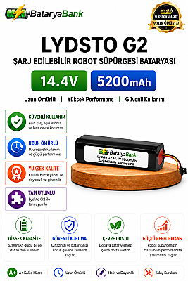 BataryaBank Lydsto G2 Uyumlu Robot Süpürge Bataryası 14.4V 5200mAh Li-ion Şarj Edilebilir Süpürge Pili - 1