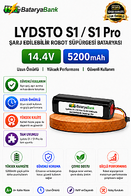 BataryaBank Lydsto S1 / S1 Pro Uyumlu Robot Süpürge Bataryası 14.4V 5200mAh Li-ion - 1