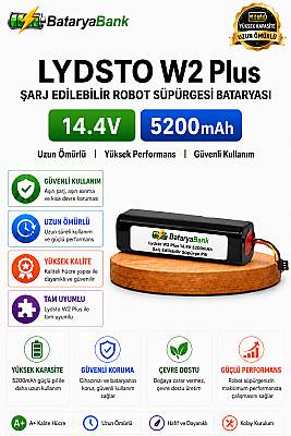 BataryaBank Lydsto W2 Plus Uyumlu Robot Süpürge Bataryası 14.4V 5200mAh Li-ion Şarj Edilebilir Pil - 1