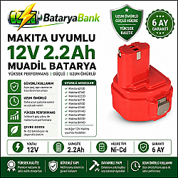 BataryaBank Makita 12V 2.2Ah 2200mAh Ni-Cd Muadil Matkap Bataryası - Makita