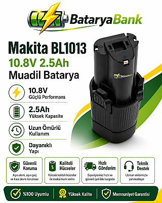 BataryaBank Makita BL1013 Uyumlu 10.8V 2.5Ah 2500mAh Li-ion Muadil Matkap Bataryası - 1