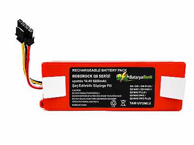 BataryaBank Roborock Q8 / Q8+ / Q8 Plus / Q8 Max / Q8 Max+ / Q8 Max Plus / Q8 Max Pro / Q8 Max Pro Plus Uyumlu Robot Süpürge Bataryası 14.4V 6500mAh Li-ion Yüksek Kapasiteli Pil - 2