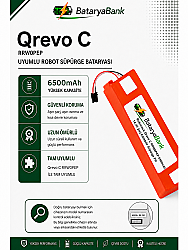 BataryaBank Roborock Qrevo C (RRW0PEP) Uyumlu Robot Süpürge Bataryası 14.4V 6500mAh Li-ion Yüksek Kapasiteli Pil - BataryaBank
