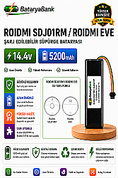 BataryaBank Roidmi SDJ01RM / Roidmi Eve Uyumlu 14.4V 5200mAh Li-ion Robot Süpürge Bataryası - BataryaBank