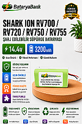 BataryaBank Shark ION RV700 / RV720 / RV750 / RV755 Uyumlu Robot Süpürge Bataryası 14.4V 3200mAh Li-ion Pil - BataryaBank