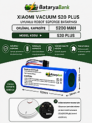 BataryaBank Xiaomi Vacuum S20 Plus Uyumlu Robot Süpürge Bataryası 14.4V 5200mAh Li-ion Orijinal Kapasite Yedek Pil - BataryaBank