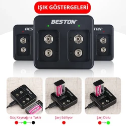 Beston M7005 Siyah 2 X 9 Volt Pil Şarj Cihazı - 2