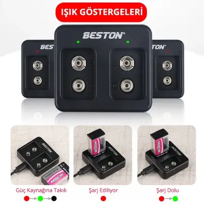 Beston M7005 Siyah 2 X 9 Volt Pil Şarj Cihazı - 2
