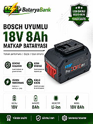 Bosch Uyumlu 18V 8Ah Li-ion Şarjlı Matkap Bataryası - BataryaBank - Bosch