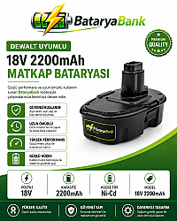 Dewalt Uyumlu 18V 2200mAh Ni-Cd Şarjlı Matkap Bataryası - BataryaBank - Dewalt