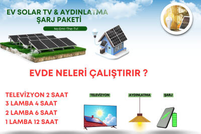 Güneş Enerji Sistem (TV - Aydınlatma - Cep Telefonu Şarjı - PC Şarjı) - 3