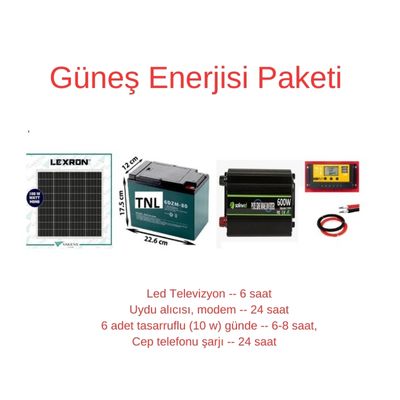 Güneş Enerjisi Paketi / Günlük 1 Kw Enerji YAZ KULLANIM - TNL