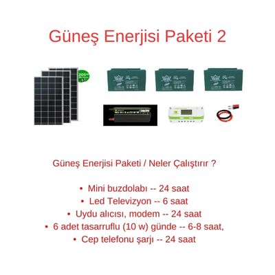 Güneş Enerjisi Paketi / Günlük 2 Kw Enerji YAZ KIŞ KULLANIM - TNL