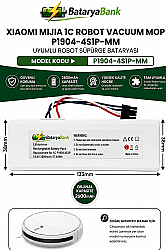 Mi Mijia 1C Robot Vacuum Mop P1904-4S1P-MM Uyumlu 14.4V 2600mAh Li-ion Robot Süpürge Bataryası - BataryaBank