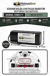 Mi Mijia S10 Plus Robot Süpürge Bataryası 14.4V 5200mAh Li-ion Yüksek Kapasiteli Uyumlu Pil/Batarya - BataryaBank