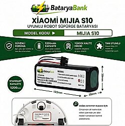 Mi Mijia S10 Robot Süpürge Bataryası 14.4V 5200mAh Li-ion Uyumlu Yedek Yüksek Performanslı - BataryaBank