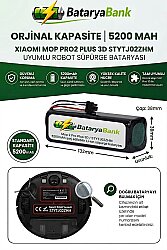 Mi Mop Pro 2 Plus 3D (STYTJ02ZHM) Uyumlu Robot Süpürge Bataryası 14.4V 5200mAh Li-ion Yedek Pil - BataryaBank