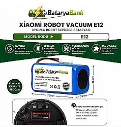 Mi Robot Vacuum E12 Uyumlu Batarya 14.4V 2600mAh Li-ion Robot Süpürge Pili Standart Kapasite Yedek Batarya - BataryaBank
