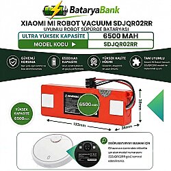 Mi Robot Vacuum SDJQR02RR Uyumlu Robot Süpürge Bataryası 14.4V-14.8V 6500mAh Yüksek Kapasiteli Li-ion Pil - BataryaBank
