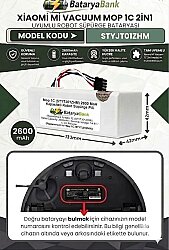 Mi Vacuum Mop 1C STYTJ01ZHM Robot Süpürge Bataryası 14.4V 2600mAh Li-ion Uyumlu Yedek Pil - BataryaBank