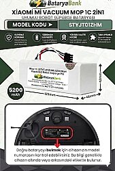 Mi Vacuum Mop 1C STYTJ01ZHM Robot Süpürge Bataryası 14.4V 5200mAh Li-ion Uyumlu Yüksek Kapasiteli Yedek Pil - BataryaBank