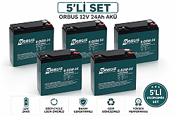 Orbus 12V 24 Ah Elektrikli Bisiklet Aküsü 5 Adet /12V 24AH Elektrikli Motosiklet Aküsü 5' li Set - Orbus