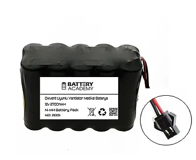 Oxivent Oxi3 Ventilatör Uyumlu 12V 2700mAh Medikal Batarya | Ventilatör Pili - 1