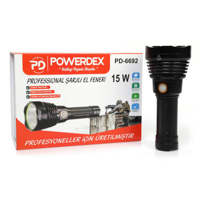 Powerdex PD-6692 15Watt Süper LED Profesyonel Şarjlı El Feneri - 5