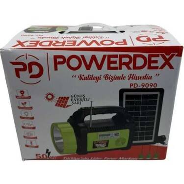 Solar Enerjili Powerdex PD-9090 Şarjlı Radyo Kamp Feneri 50W - 2